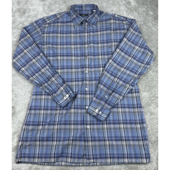 Ermenegildo Zegna Men's Shirt XLT Tall Blue Plaid Button Up Chest Pocket Italy - Picture 1 of 8